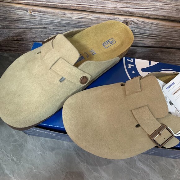 Birkenstock Tan Slip-On Loafers with Adjustable Buckle